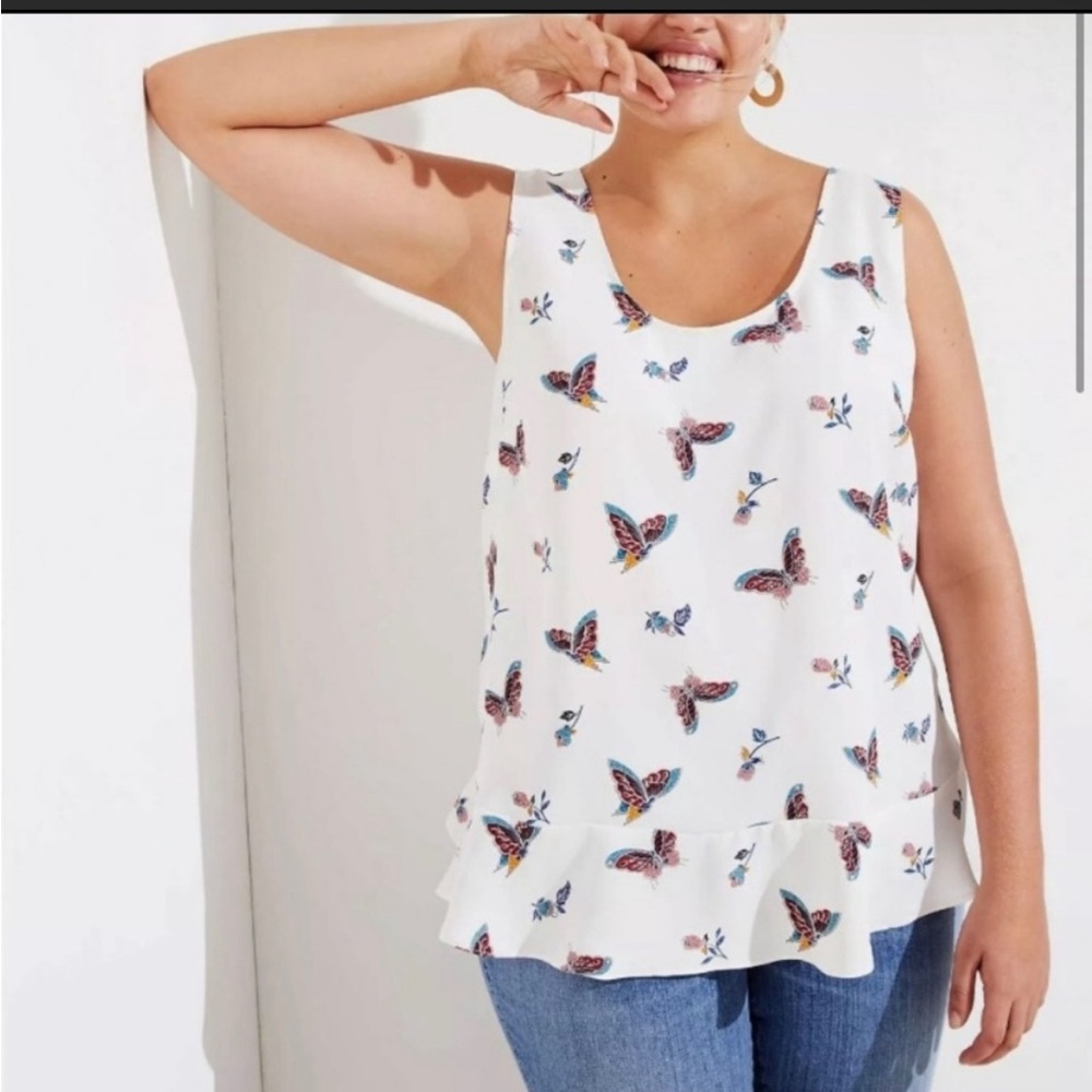 Loft L Butterfly Tank Blouse